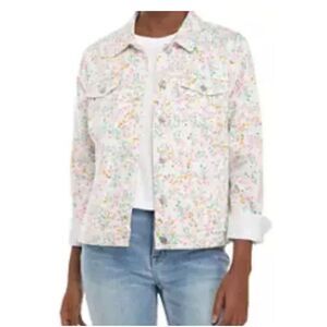Crown & Ivy Women's Floral Jean Jacket Large Multicolor
